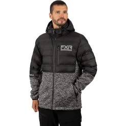 Excursion Lite Hybrid Quilted Hoodie -Best Motorcycle Equipment ExcursionLiteHybridQuilted Jacket M BlackGreyHeather 221133 1007 front