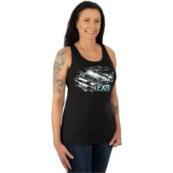 Walleye Women's Premium Tank -Best Motorcycle Equipment Walleye Tank W BlackSeafoam 222235 1059 front